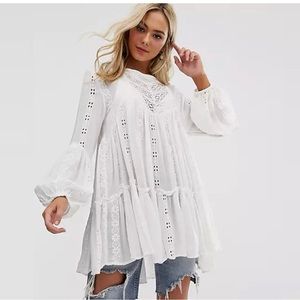Free People white lace Kiss Kiss Tunic NWT medium